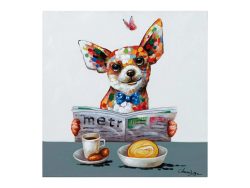 image LAND Bild Hund Beim Frühstück mit Zeitung  | Schubiger Möbel