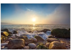 image LAND Digitaldruck auf Glas Sonnenuntergang am Steinigen Meer  | Schubiger Möbel