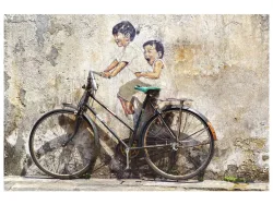 image LAND Digitaldruck auf Glas Street Art mit Fahrrad  | Schubiger Möbel