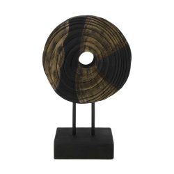 Decofinder Figur Rund, Holz, Schwarz Gold H: 29 cm  | Schubiger Möbel