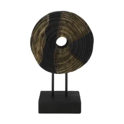 Decofinder Figur Rund, Holz, Schwarz Gold H: 29 cm  | Schubiger Möbel