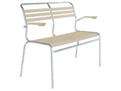 Schaffner Lättli-2er-Bank Säntis mit Lehne Feuerverzinkt Beige | Schubiger Möbel