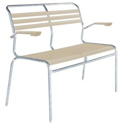 Schaffner Lättli-2er-Bank Säntis mit Lehne Feuerverzinkt Beige | Schubiger Möbel