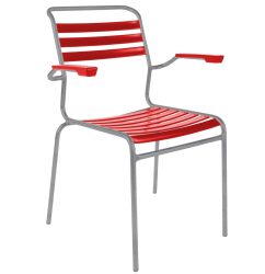 Schaffner Lättli-Stuhl Säntis mit Armlehnen Rot | Schubiger Möbel