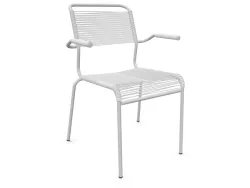 Schaffner Spaghetti-Stuhl Säntis mit Armlehnen Weiss | Schubiger Möbel