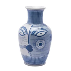 Edg Vase Gesicht Weiss,blau H: 38 cm  | Schubiger Möbel