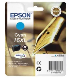 Epson E16XLc Druckerpatronen XL cy - Epson No. 16XL c, C13T16324010 für z.B. Epson WorkForce WF -2010 W, Epson WorkForce WF -2500