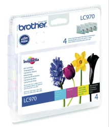 Brother B970/1000 Druckerpatronen (bk, c, m, y) - Brother LC970VALBP für z.B. Brother DCP -135 C, Brother DCP -150 C, Brother DCP -153 C