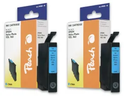 Peach E332 C 2 Druckerpatronen 2*cy ersetzt Epson T0332C*2, C13T03324010 für z.B. Epson Stylus Photo 950, Epson Stylus Photo 960