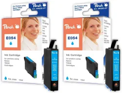 Peach E542 C 2 Druckerpatronen 2*cy ersetzt Epson T0542C*2, C13T05424010 für z.B. Epson Stylus Photo R 1800, Epson Stylus Photo R 800