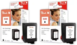 Peach C20/23 2 Druckköpfe 2*bk ersetzt Canon, Apple BC-20BK, 0895A002 für z.B. Apple Color Stylewriter 2400, Apple Color Stylewriter 2500