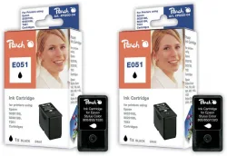 Peach E51 BK 2 Druckerpatronen 2*bk ersetzt Epson T051BK*2, S020189, C13T05114210 für z.B. Epson Machjet 600 C, Epson Machjet 930 C, Epson MJ 600 C