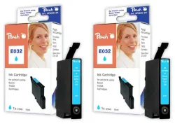 Peach E322 C 2 Druckerpatronen 2*cy ersetzt Epson T0322C*2, C13T03224010 für z.B. Epson Stylus C 70, Epson Stylus C 70 Plus, Epson Stylus C 80