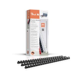 Peach Binderücken 12mm, für je 95 Blatt A4, schwarz, 100 Stück - PB412-02