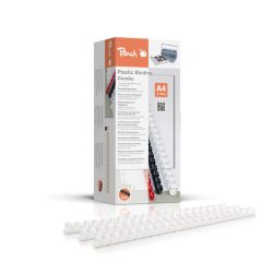 Peach Binderücken 14mm, für je 125 Blatt A4, weiss, 100 Stück - PB414-01
