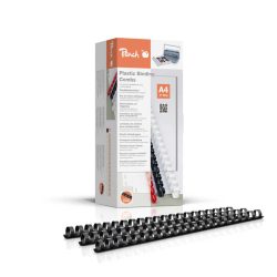 Peach Binderücken 14mm, für je 125 Blatt A4, schwarz, 100 Stück - PB414-02