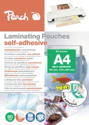 Peach 100 x A4 Laminierfolien, 80 mic, selbstklebend
