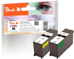 Peach L100 XLBK Doppelpack 2 Druckerpatronen XL 2*bk ersetzt Lexmark No. 100XLBK*2, 14N1068E, 14N1092 für z.B. Lexmark Genesis S 810, Lexmark Pro 200