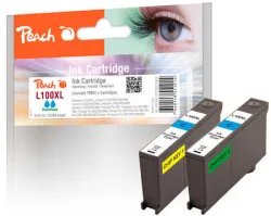 Peach L100 XLC Doppelpack 2 Druckerpatronen XL 2*cy ersetzt Lexmark No. 100XLC*2, 14N1069E, 14N1093 für z.B. Lexmark Genesis S 810, Lexmark Pro 200