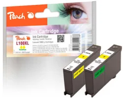 Peach L100 XLY Doppelpack 2 Druckerpatronen XL 2*ye ersetzt Lexmark No. 100XLY*2, 14N1071E, 14N1095 für z.B. Lexmark Genesis S 810, Lexmark Pro 200