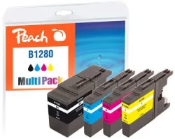 Peach B1280 XLVALBP 4 Druckerpatronen XL (bk, c/m/y) ersetzt Brother LC-1280XLVALBP für z.B. Brother MFCJ 5910 DW, Brother MFCJ 6510 DW