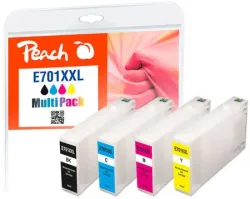 Peach E70 4 Druckerpatronen XL (bk, c/m/y) ersetzt Epson T7015, T7011-T7014 für z.B. Epson WorkForce Pro WP -4015 DN, Epson WorkForce Pro WP -4095 DN