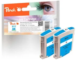 Peach HP 11 c 2 Druckerpatronen 2*cy ersetzt HP No. 11 c*2, C4836A*2 für z.B. HP OfficeJet 9120, HP Business InkJet 1000, HP Business InkJet 1100
