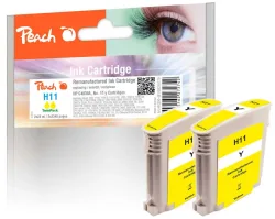 Peach HP 11 y 2 Druckerpatronen 2*ye ersetzt HP No. 11 y*2, C4838A*2 für z.B. HP OfficeJet 9120, HP Business InkJet 1000, HP Business InkJet 1100