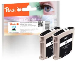 Peach HP 13 bk 2 Druckerpatronen 2*bk ersetzt HP No. 13 bk*2, C4814AE*2 für z.B. HP Business InkJet 1000, HP OfficeJet Pro K 850