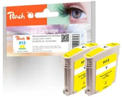 Peach HP 13 y 2 Druckerpatronen 2*ye ersetzt HP No. 13 y*2, C4817AE*2 für z.B. HP Business InkJet 1000, HP OfficeJet Pro K 850