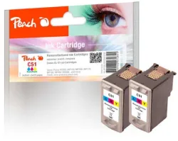 Peach C51 C 2 Druckköpfe XL 2*col ersetzt Canon CL-51C*2, 0618B001 für z.B. Canon Pixma IP 2200, Canon Pixma IP 6200, Canon Pixma IP 6210 D
