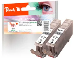 Peach C521 GY 2 Druckerpatronen XL 2*gy ersetzt Canon CLI-521GY*2, 2937B001 für z.B. Canon Pixma MP 980, Canon Pixma MP 990