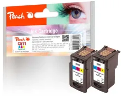 Peach C511 C 2 Druckköpfe 2*col ersetzt Canon CL-511C*2, 2972B001 für z.B. Canon Pixma MP 230, Canon Pixma MP 280, Canon Pixma IP 2700