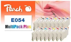 Peach E54 16 Druckerpatronen (2*bkph, bkmt, cy, ma, ye, re, bl, go) ersetzt Epson T054 für z.B. Epson Stylus Photo R 1800, Epson Stylus Photo R 800