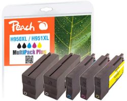 Peach HP 950 XL 5 Druckerpatronen XL (2*bk, c/m/y) ersetzt HP No. 950XL, No. 951XL, CN045E*2, CN046E, CN047E, CN048E