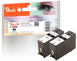 Peach L150 XLBK 2 Druckerpatronen XL 2*bk ersetzt Lexmark No. 150XLBK*2, 14N1614E, 14N1636 für z.B. Lexmark Interpret S 415, Lexmark Intuition S 515