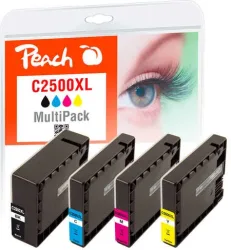 Peach C2500 XL 4 Druckerpatronen XL (bk, c/m/y) ersetzt Canon PGI-2500XL, 9254B004 für z.B. Canon Maxify MB 5150, Canon Maxify MB 5450