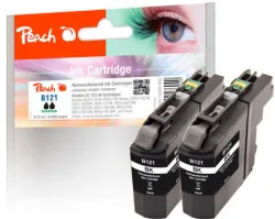 Peach B121 BK 2 Druckerpatronen 2*bk ersetzt Brother LC-121BK*2 für z.B. Brother DCPJ 552 DW, Brother DCPJ 132 W, Brother DCPJ 150, Brother DCPJ 152 W