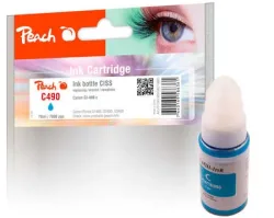 Peach C490 C Tintenbehälter cy ersetzt Canon GI-490C, 0664C001 für z.B. Canon Pixma G 1400, Canon Pixma G 2400, Canon Pixma G 3400