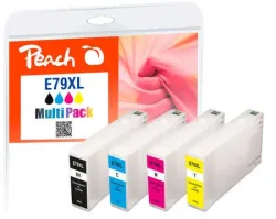 Peach E79 XL 4 Druckerpatronen XL (bk, c/m/y) ersetzt Epson No. 79XL, C13T79054010 für z.B. Epson WorkForce Pro WF -4600