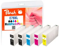 Peach E79 XL 5 Druckerpatronen XL (2*bk, c/m/y) ersetzt Epson No. 79XL, C13T79054010 für z.B. Epson WorkForce Pro WF -4600