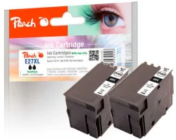 Peach E27 2 Druckerpatronen XL 2*bk ersetzt Epson T2711*2, No. 27XL bk*2, C13T27114010*2 für z.B. Epson WorkForce WF -3600, Epson WorkForce WF -7600