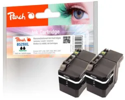 Peach B529 XLBK 2 Druckerpatronen XL 2*bk ersetzt Brother LC-529XL BK für z.B. Brother DCPJ 100, Brother DCPJ 105, Brother MFCJ 200