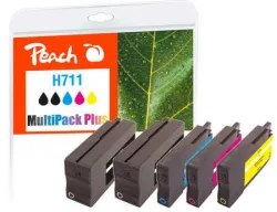 Peach HP 711 5 Druckerpatronen (2*bk, c/m/y) ersetzt HP No. 711, CZ129AE, CZ130AE, CZ131AE, CZ132AE für z.B. HP DesignJet T 520 36 Inch