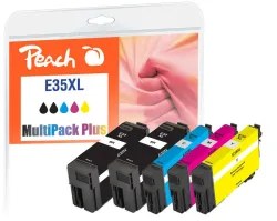 Peach E35 XL 5 Druckerpatronen XL (2*bk, c/m/y) ersetzt Epson No. 35XL, T3591*2, T3592, T3593, T3594 für z.B. Epson WorkForce Pro WF -4720 DWF