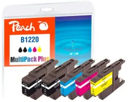 Peach B1220 Spar Plus Pack Druckerpatronen (2*bk, c/m/y) ersetzt Brother LC-1220 für z.B. Brother DCPJ 525 W, Brother DCPJ 725 DW, Brother MFCJ 430 W