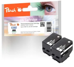 Peach E2E1 2 Druckerpatronen 2*bk ersetzt Epson T02E1, No. 202 bk*2, C13T02E14010*2 für z.B. Epson Expression Premium XP -6000