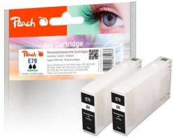 Peach E79 bk 2 Druckerpatronen 2*bk ersetzt Epson No. 79 bk*2, C13T79114010*2 für z.B. Epson WorkForce Pro WF -4600, Epson WorkForce Pro WF -4630 DWF