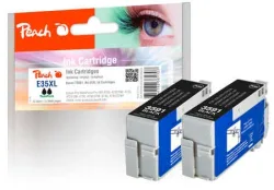 Peach E35 2 Druckerpatronen XL 2*bk ersetzt Epson T3591, No. 35XL bk*2, C13T35914010*2 für z.B. Epson WorkForce Pro WF -4720 DWF