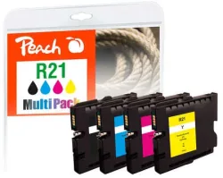Peach R21 4 Druckerpatronen (bk, c/m/y) ersetzt Ricoh GC21, 405532, 405533, 405534, 405535 für z.B. Ricoh Aficio GX 2500, Ricoh Aficio GX 3000